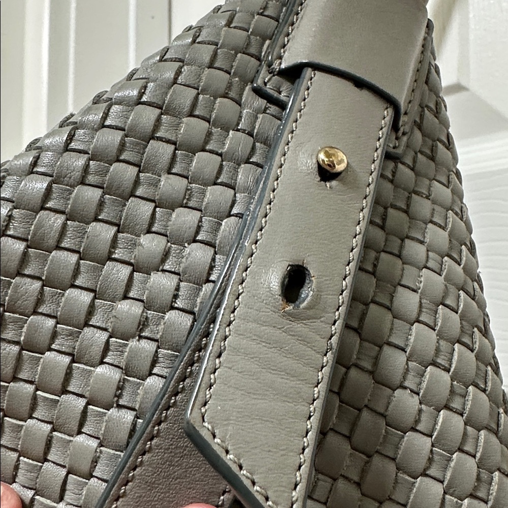 Cole Haan Bethany Weave Large Bucket Hobo Taupe Gray - Picture 6 of 13